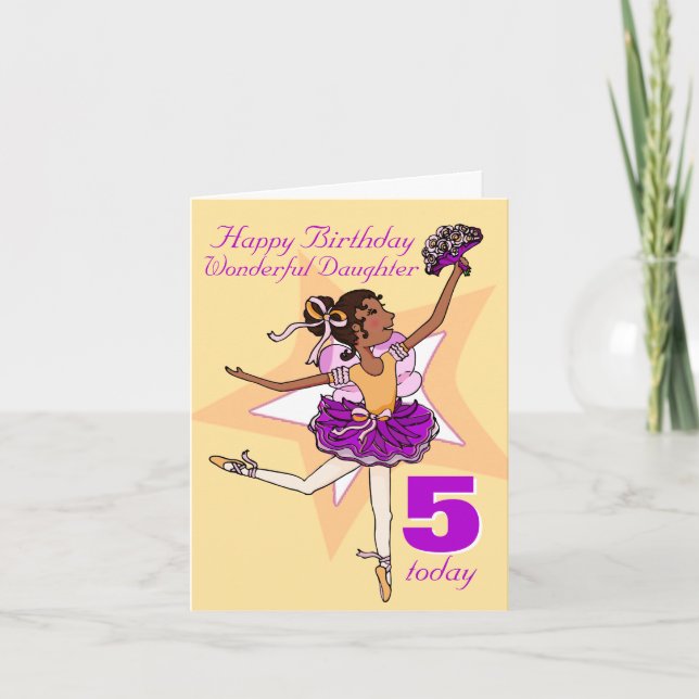 Carte d'âge de pêche d'anniversaire de ballerine (Devant)