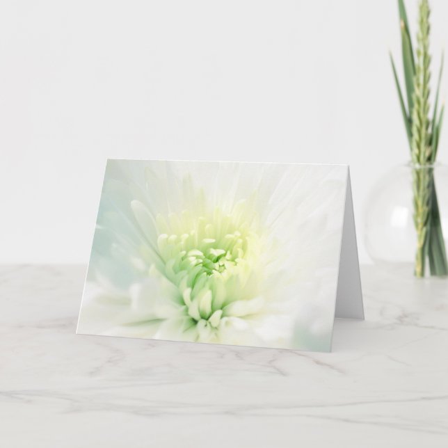 Carte Dahlia Blanc Avec Centre Vert Pour Toute Occasion (Devant)