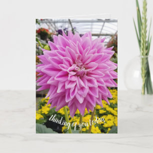 Carte dahlia rose qui pense à toi