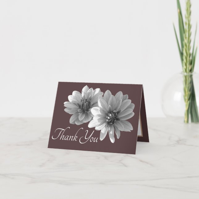 Carte Dahlias décoratif Brown Arrière - plan Merci (Devant)