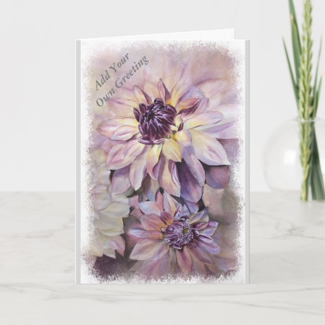 CARTE DAHLIAS JAUNES ET POURPRES ENCOURAGEANT (Devant)