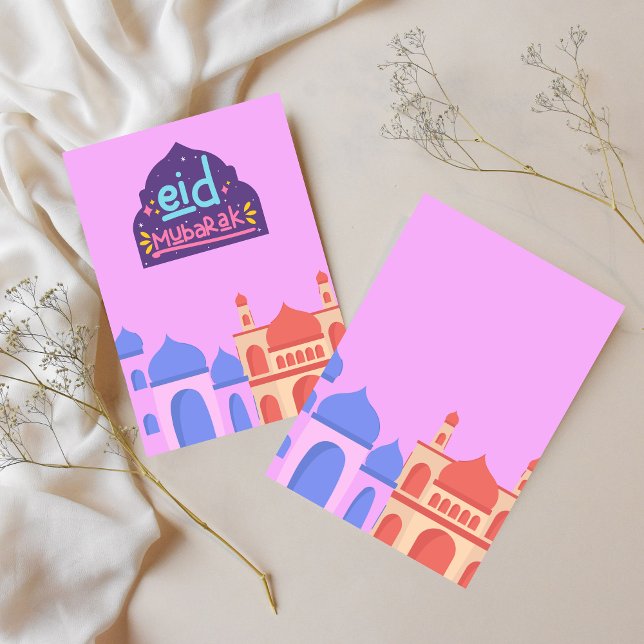 Carte d'Aïd el-Moubarak de la mosquée colorée (Créateur téléchargé)