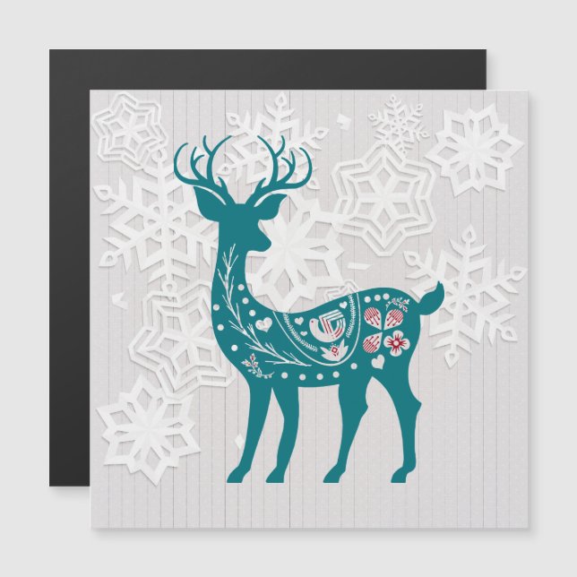 Carte d'aimant pour wapitis en bois d'hiver Deer S (Devant / Derrière)