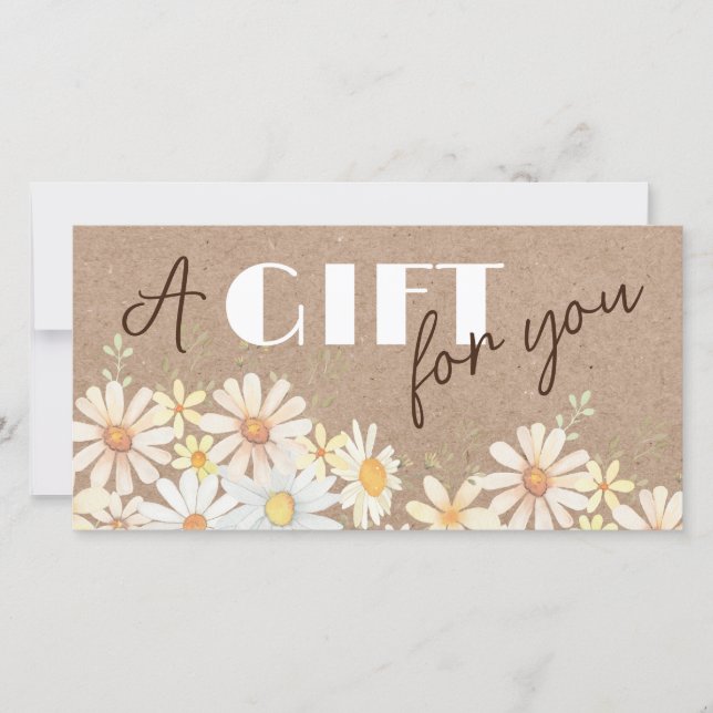 Carte Daisées sur faux certificat cadeau papier (Devant)