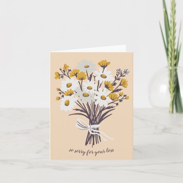 Carte Daisy Bouquet CUSTOM Dessin Condoléances Désolé (Devant)