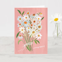 Daisy Bouquet Gouache peint à la main Félicitation