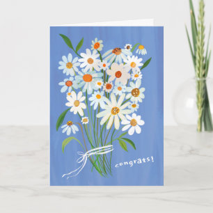 Carte Daisy Bouquet Gouache peint à la main Félicitation