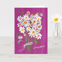 Daisy Bouquet Gouache peint à la main Félicitation