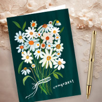 Daisy Bouquet Gouache peint à la main Félicitation