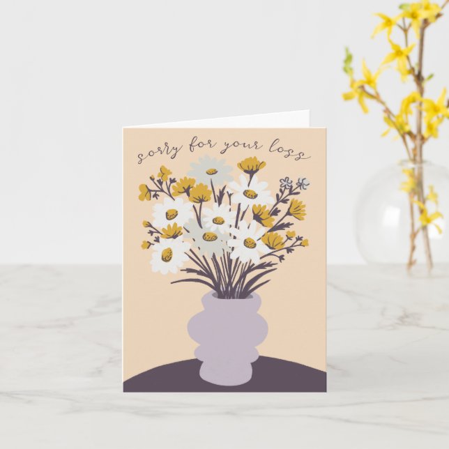Carte Daisy Bouquet Vase Condoléances Désolé pour la per (Fleur jaune)