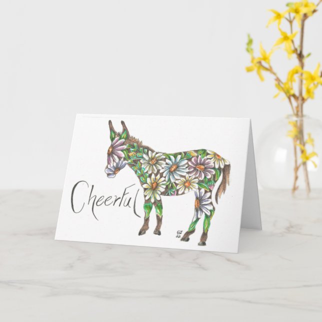 Carte Daisy Donkey De Sherry Jarvis Voiture Pliée (Fleur jaune)