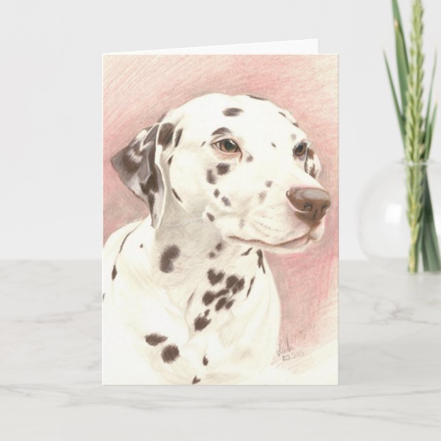 Carte Dalamatian au crayon coloré (Devant)