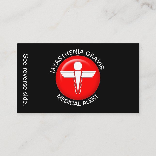 Carte d'alerte Médicale Myasthenia Gravis (Devant)