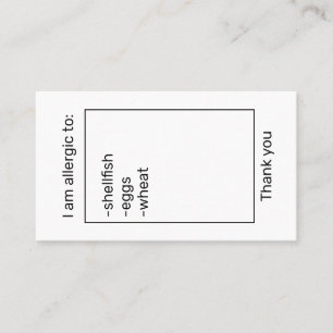 Carte d'allergie
