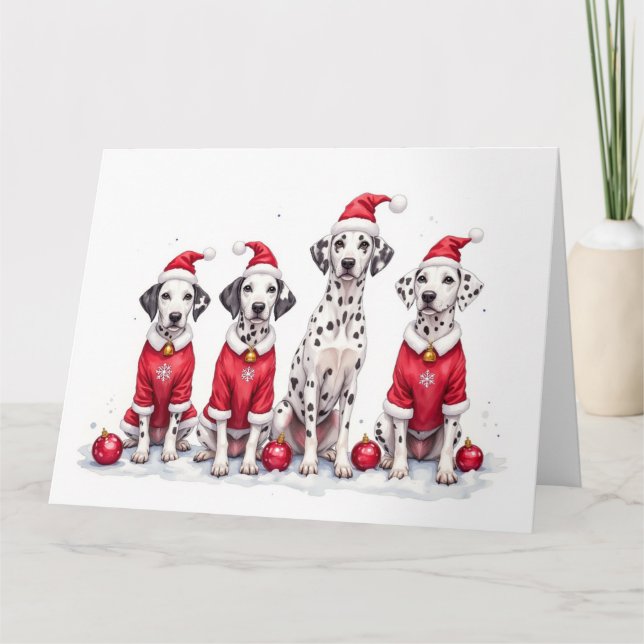 Carte Dalmatian Christmas Dress Santa Hat (Devant)