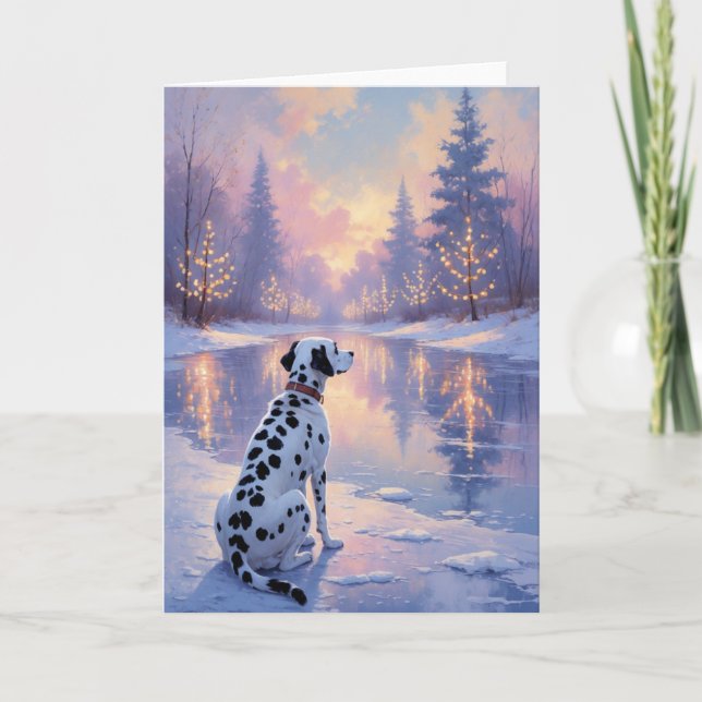 Carte Dalmatie Winter Wonderland Art Noël (Devant)
