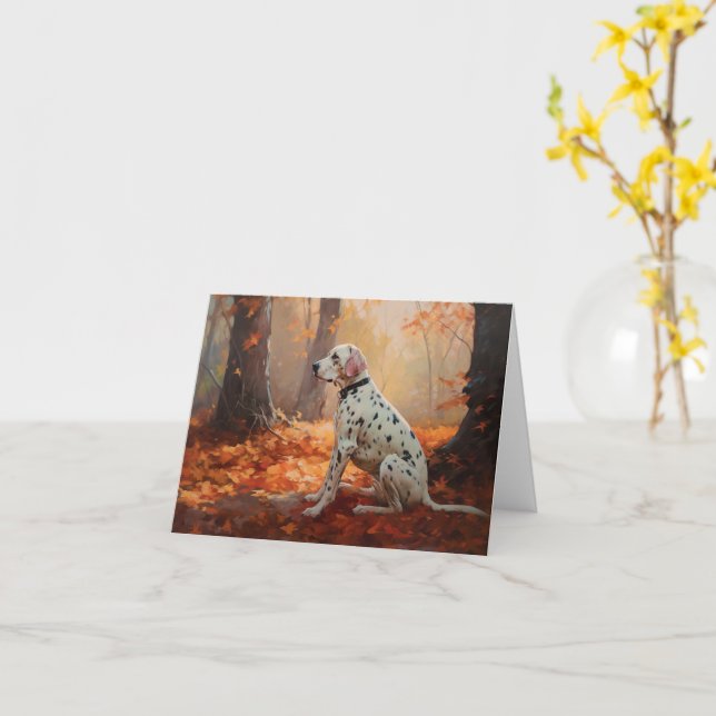 Carte Dalmatien en automne Feuilles automne Inspirer (Fleur jaune)