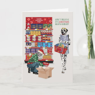 Carte Dalmatien et Chat ne peuvent pas croire C'est Noël