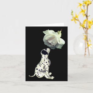 Carte Dalmatienne Puppy Et Rose Blanc