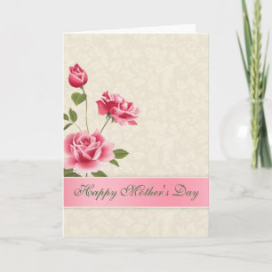 Carte Damas beige et roses roses roses-Fête des mères