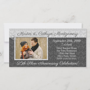 Carte Damas du 25e anniversaire d'argent avec photo