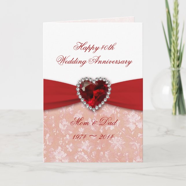 Carte Damask 40e anniversaire Mariage Design (Devant)