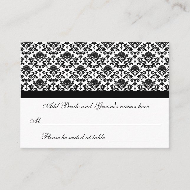 Carte Damask Blanc Et Noir Forme Place Place (Devant)