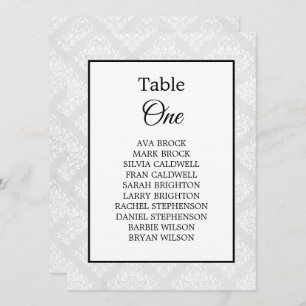 Carte Damask Elegant Mariage Minimal Table Seating Chart
