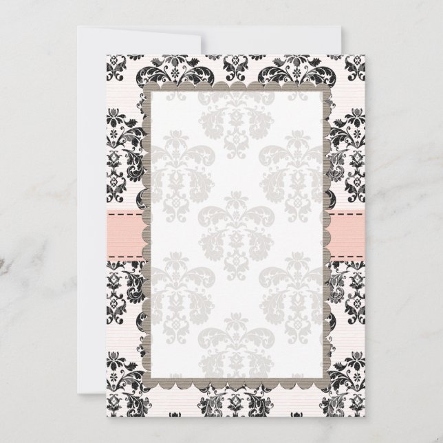 Carte Damassé rose et noir vierge (Devant)