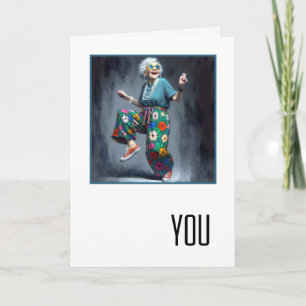 Carte Dame âgée dansant pour son anniversaire