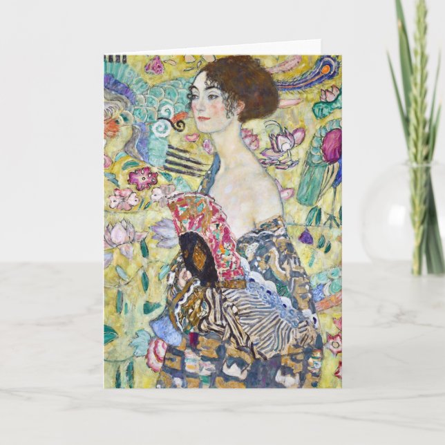 Carte Dame avec un ventilateur, Gustav Klimt (Devant)