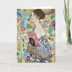 Carte Dame avec un ventilateur, Gustav Klimt