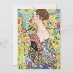 Carte Dame avec ventilateur par Gustav Klimt, Japonisme