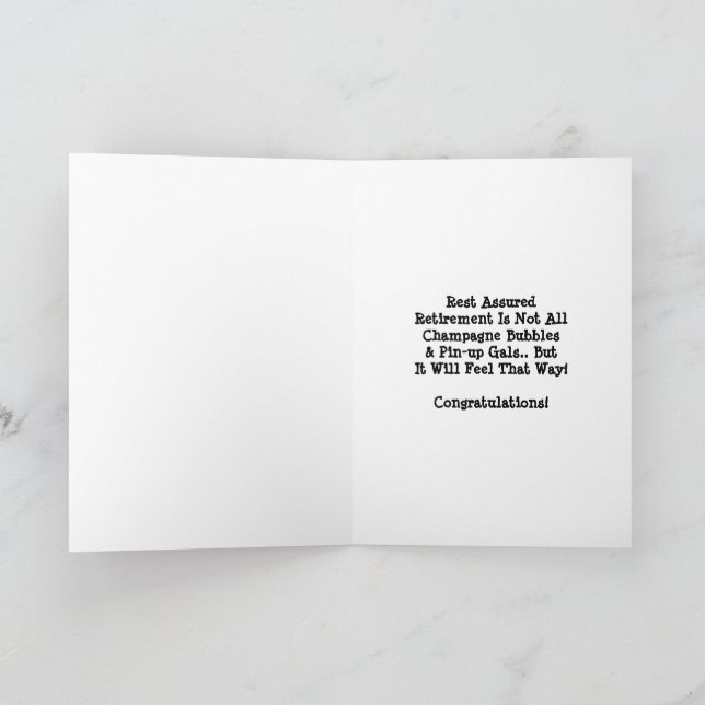 Carte Dame champagne de retraite humoristique gal bulles (Intérieur)