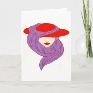 Carte dame dans le casquette rouge