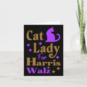 Carte Dame de chat sans enfant pour Kamala Harris Tim Wh