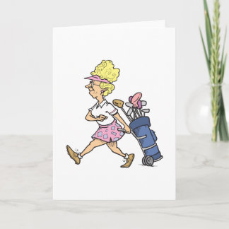 Carte dame de golf drôle dessin animé graphique