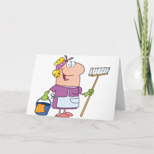 Carte Dame de nettoyage de caricatures
