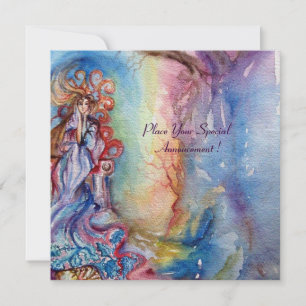 Carte DAME DU LAC bleu vibrant rose violet blanc