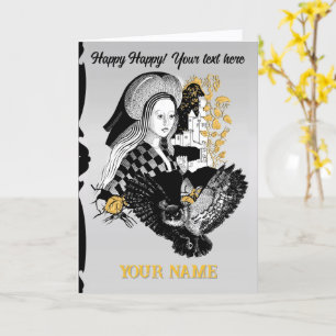 Carte Dame et hibou nocturne