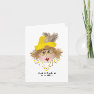 Carte Dame humoristique en carton jaune