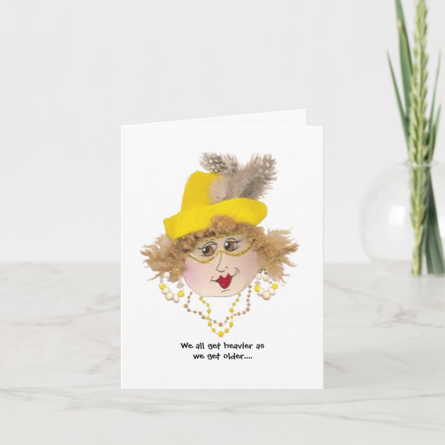 Carte Dame humoristique en carton jaune (Devant)