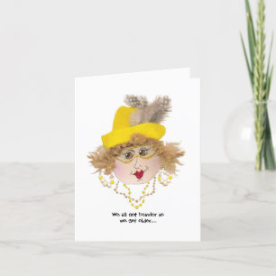 Carte Dame humoristique en carton jaune