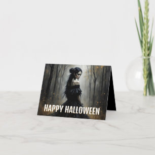 Carte Dame Mystique dans une sombre forêt d'Halloween