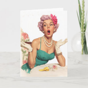 Carte Dame Surprise Glamour Rétro