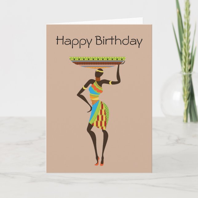 Carte Dame tribale africaine avec anniversaire tribal en (Devant)