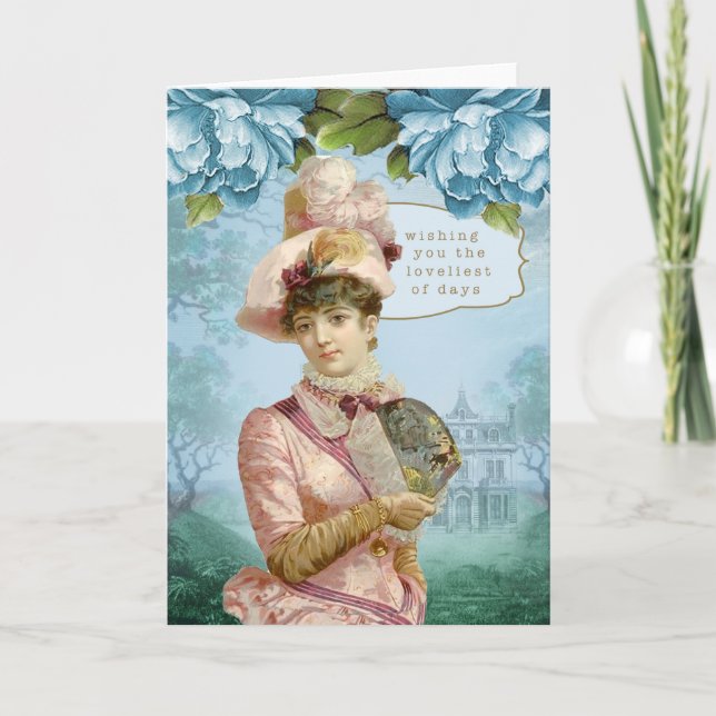 Carte Dame victorienne en rose (Devant)