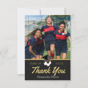Carte Dames joueur de football Merci diplômé Photo