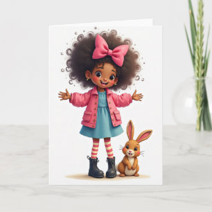 Carte d'amie petite fille heureuse
