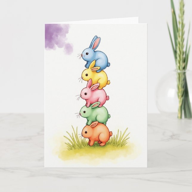 Carte d'amis animaux empilés (Devant)